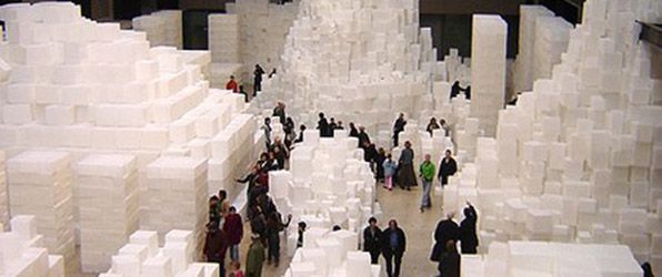 Photograph of <i>Embankment</i> by Rachel Whiteread in Turbine Hall at The Tate Modern, London (November 12, 2005)
